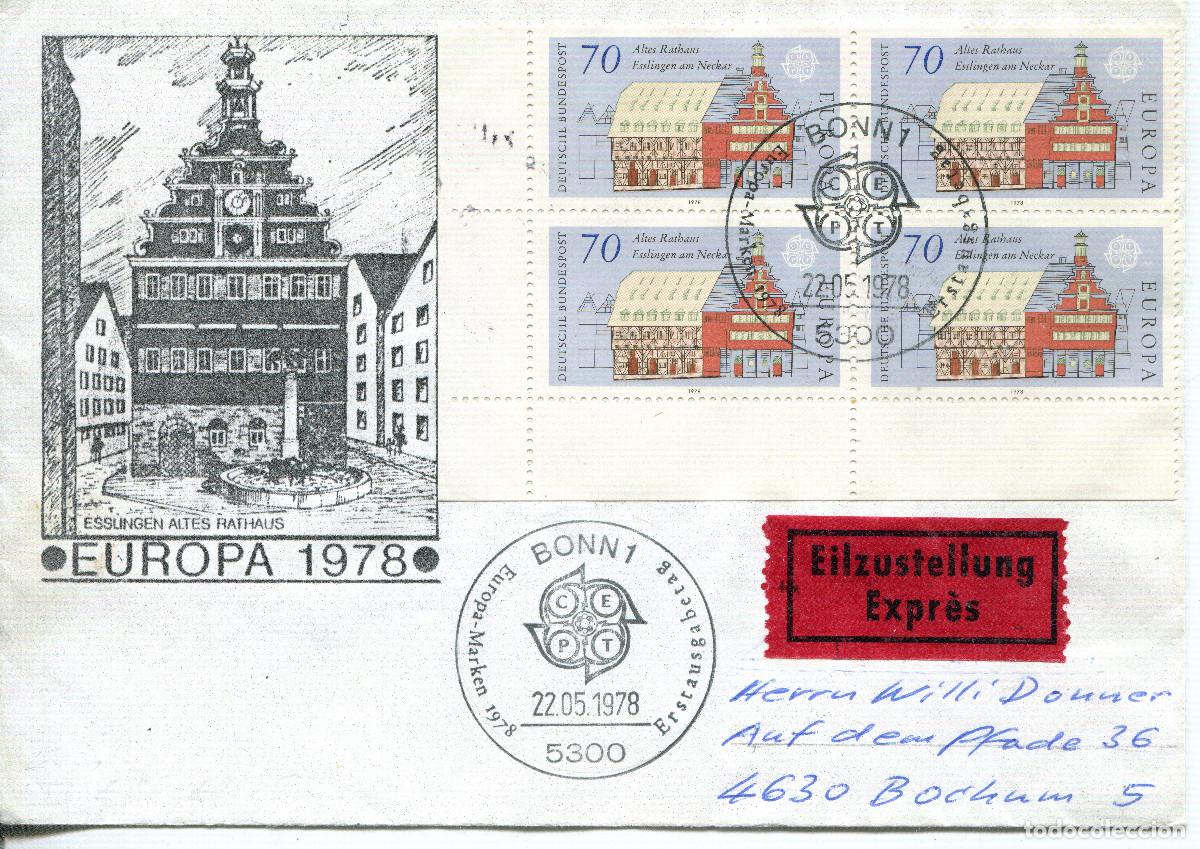 Sellos: ALEMANIA FEDERAL 1978 CARTA FDC MICHEL DE 971