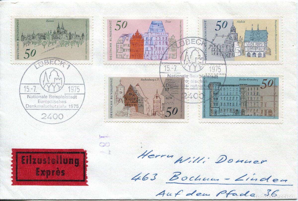 Sellos: ALEMANIA FEDERAL 1975 CARTA FDC MICHEL DE 860-863 + Berlin 508