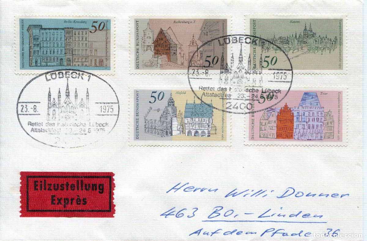 Sellos: ALEMANIA FEDERAL 1975 CARTA FDC MICHEL DE 860-863 + Berlin 508