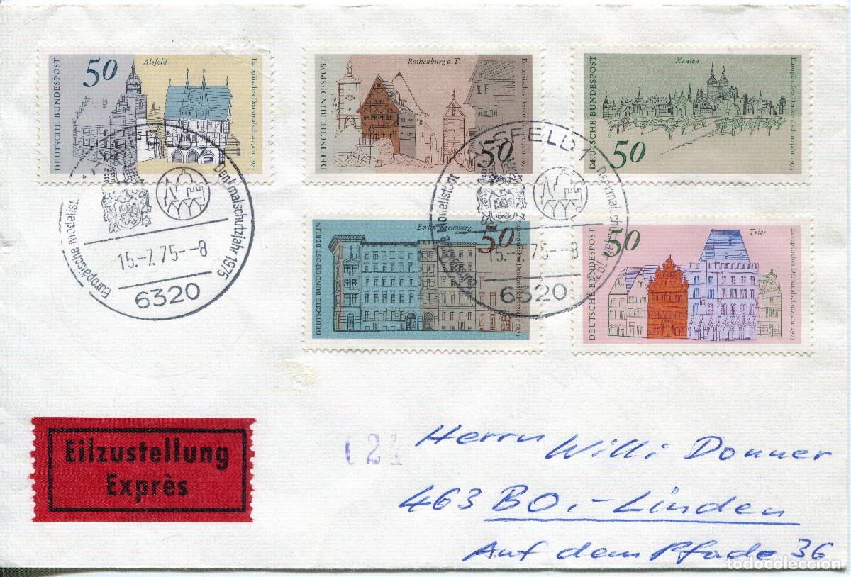 Sellos: ALEMANIA FEDERAL 1975 CARTA FDC MICHEL DE 860-863 + Berlin 508
