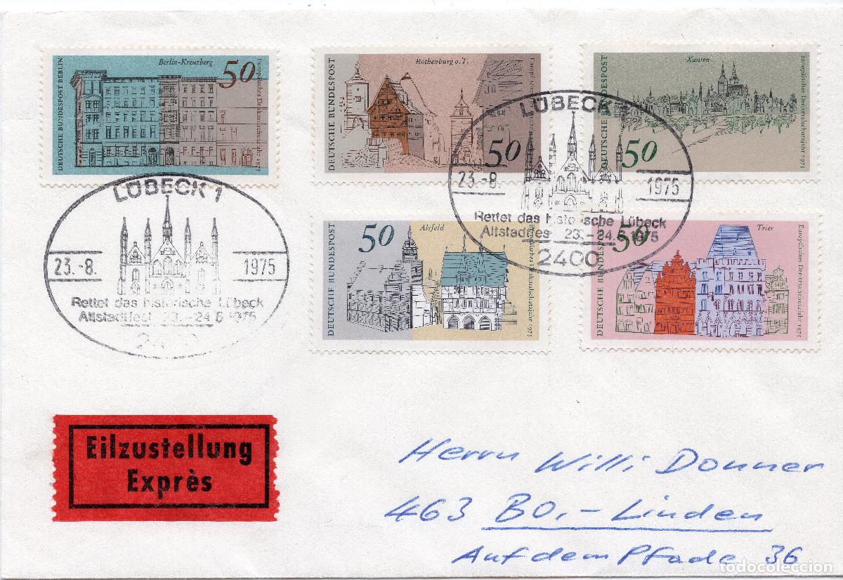 Sellos: ALEMANIA FEDERAL 1975 CARTA FDC MICHEL DE 860-863 + Berlin 508