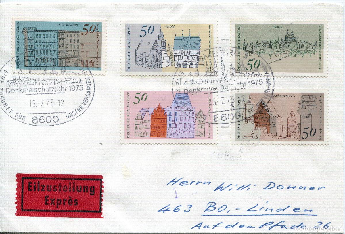 Sellos: ALEMANIA FEDERAL 1975 CARTA FDC MICHEL DE 860-863 + Berlin 508