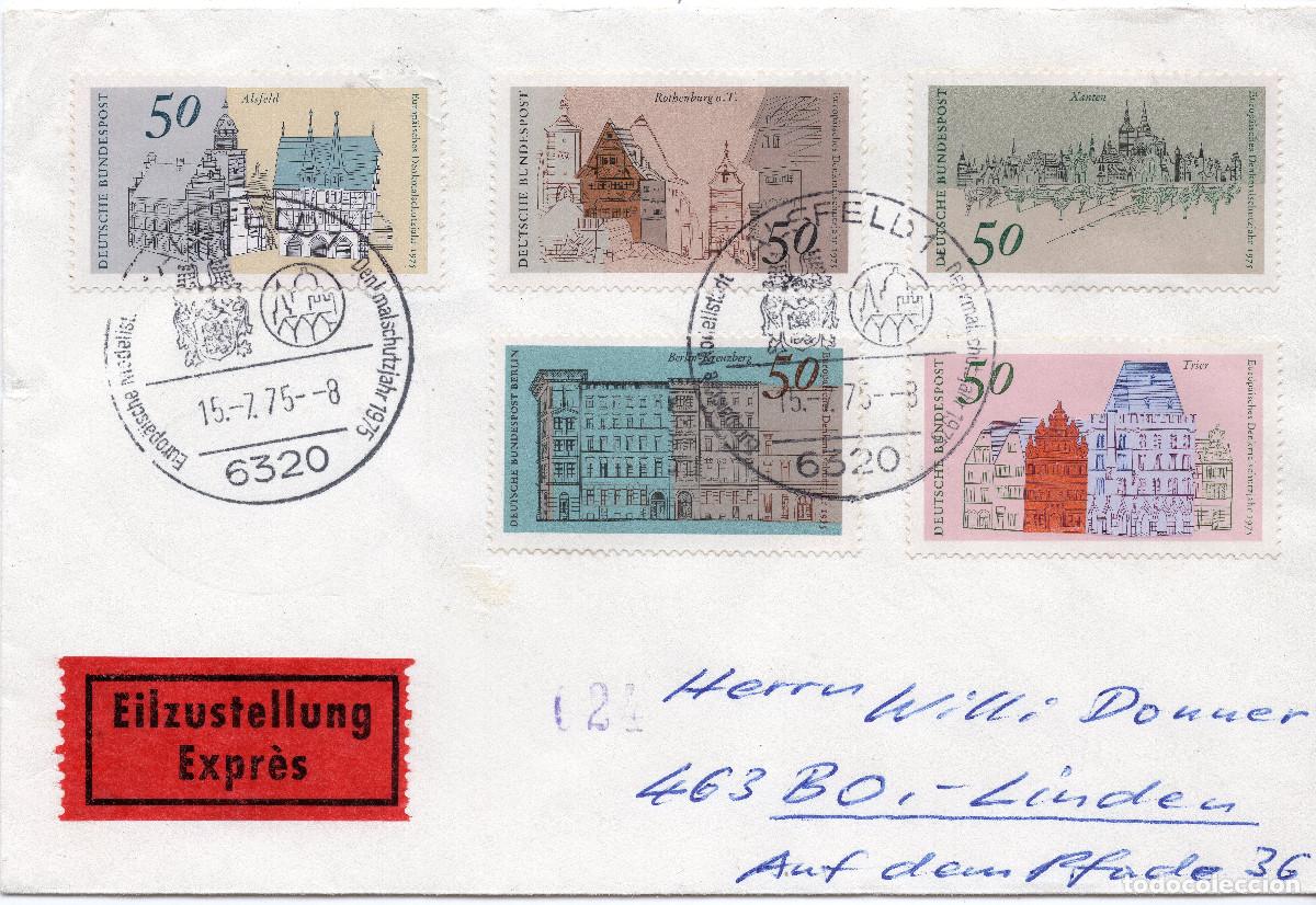 Sellos: ALEMANIA FEDERAL 1975 CARTA FDC MICHEL DE 860-863 + Berlin 508