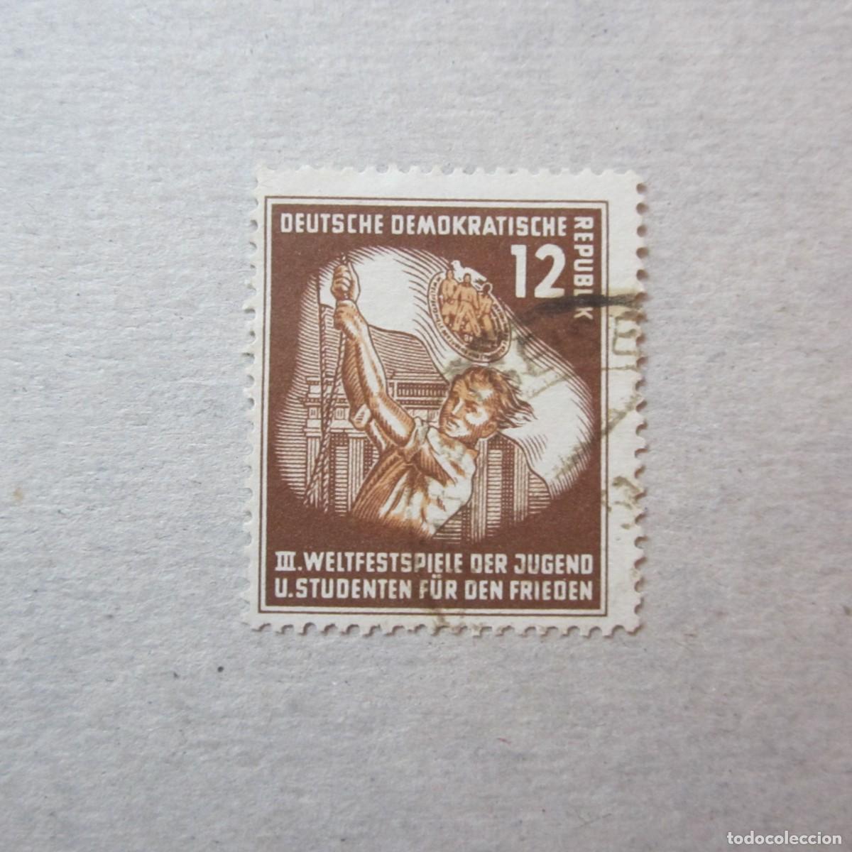 Sellos: ALEMANIA ORIENTAL 1951, YVERT N&ordm; 41, 3&ordm; FESTIVAL MUNIAL DE LA JUVENTUD Y ESTUDIANTES POR LA PAZ