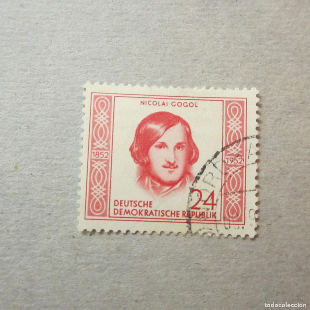 Sellos: ALEMANIA ORIENTAL 1952, YVERT N&ordm; 65, NICOLAI GOGOL, UDSADO