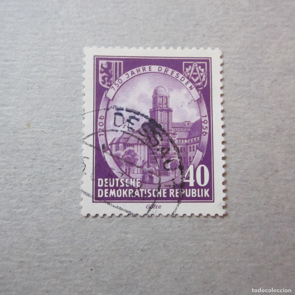 Sellos: ALEMANIA ORIENTAL 1956, YVERT N&ordm; 250, 750&ordm; ANIVERSARIO DE LA CIUDAD DE DRESDEN, UDSADO