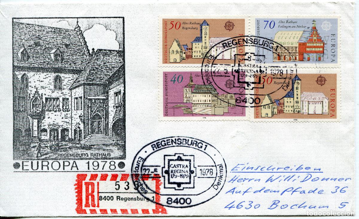 Sellos: ALEMANIA FEDERAL 1978 CARTA FDC MICHEL DE 969-971