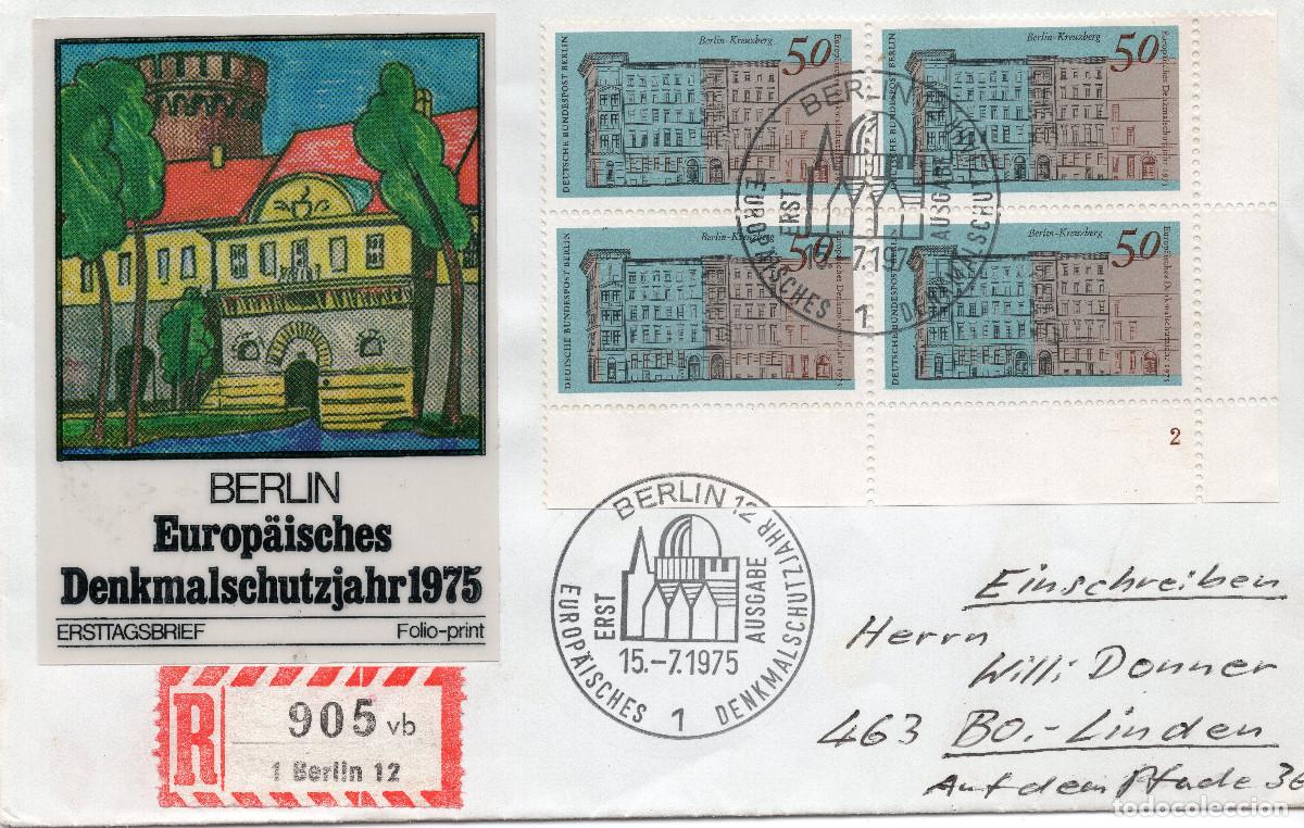 Sellos: BERLIN 1975 CARTA FDC MICHEL DE-BE 508