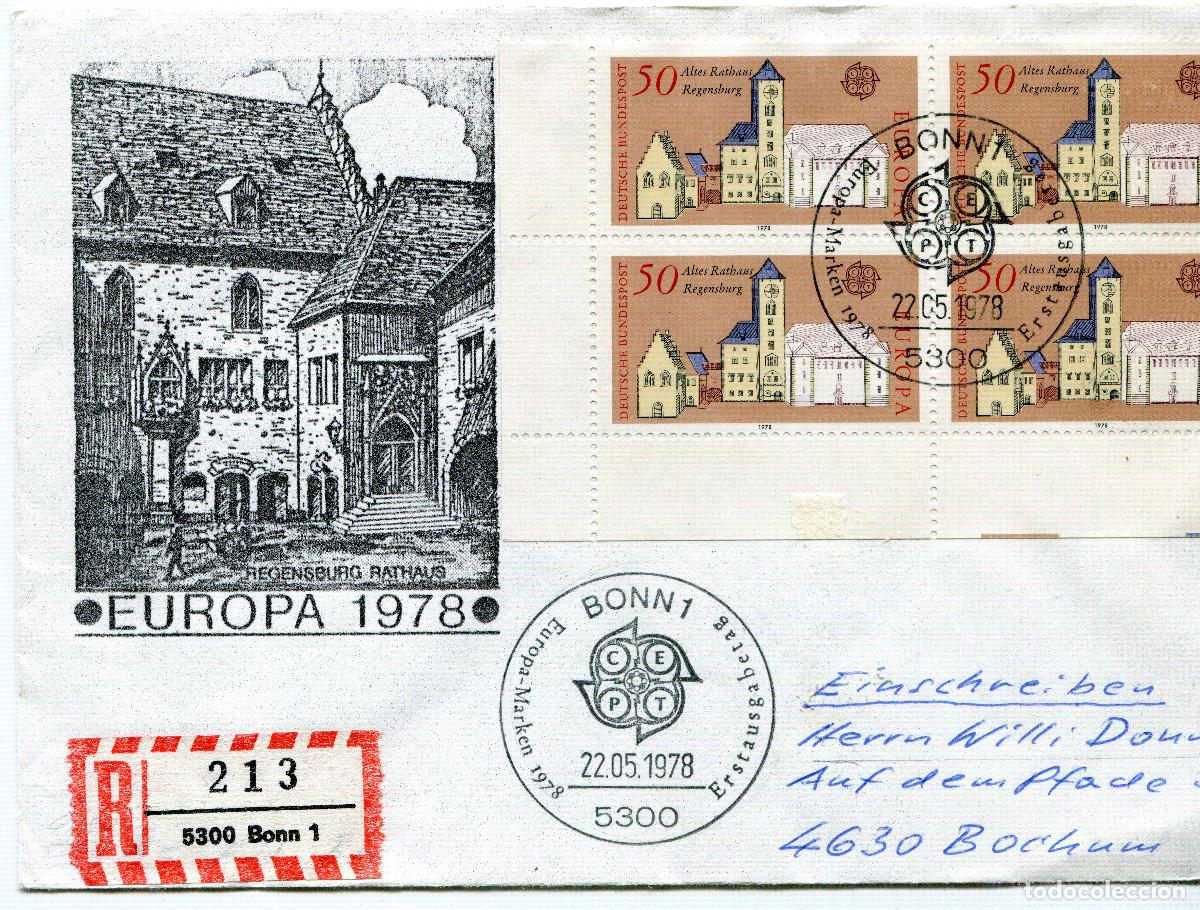Sellos: ALEMANIA FEDERAL 1978 CARTA FDC MICHEL DE 970