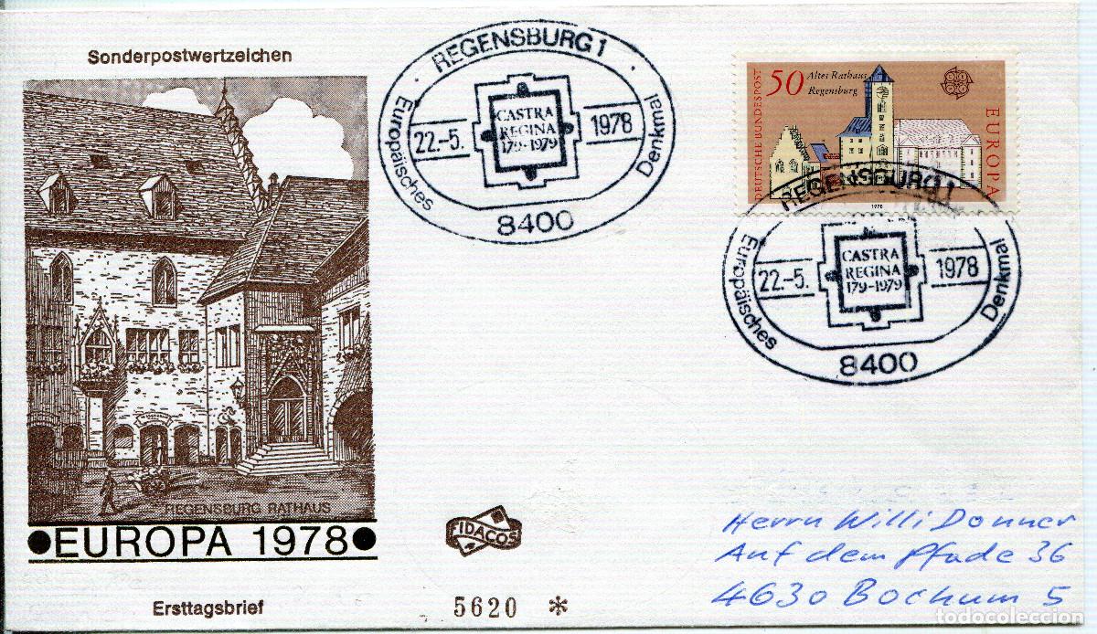 Sellos: ALEMANIA FEDERAL 1978 CARTA FDC MICHEL DE 970