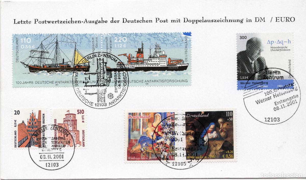 Sellos: ALEMANIA FEDERAL 2001 CARTA FDC MICHEL DE 2229-2230-2228-2224-2225-2226-2227