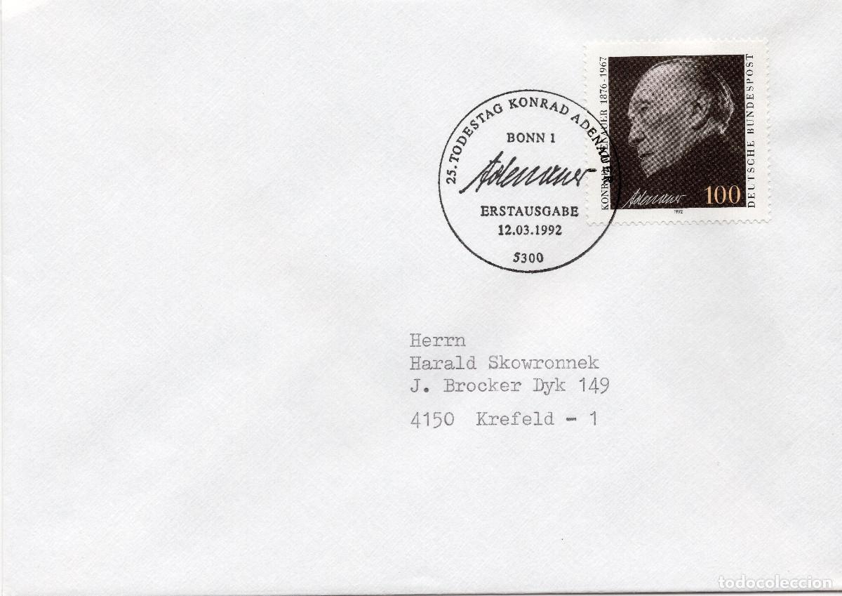 Sellos: ALEMANIA FEDERAL 1992 CARTA FDC MICHEL DE 1601