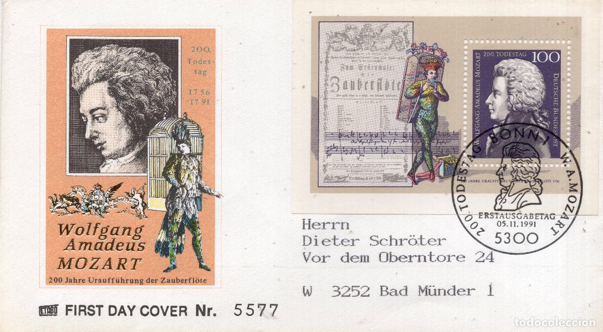 Sellos: ALEMANIA FEDERAL 1991 CARTA FDC MICHEL DE BL26