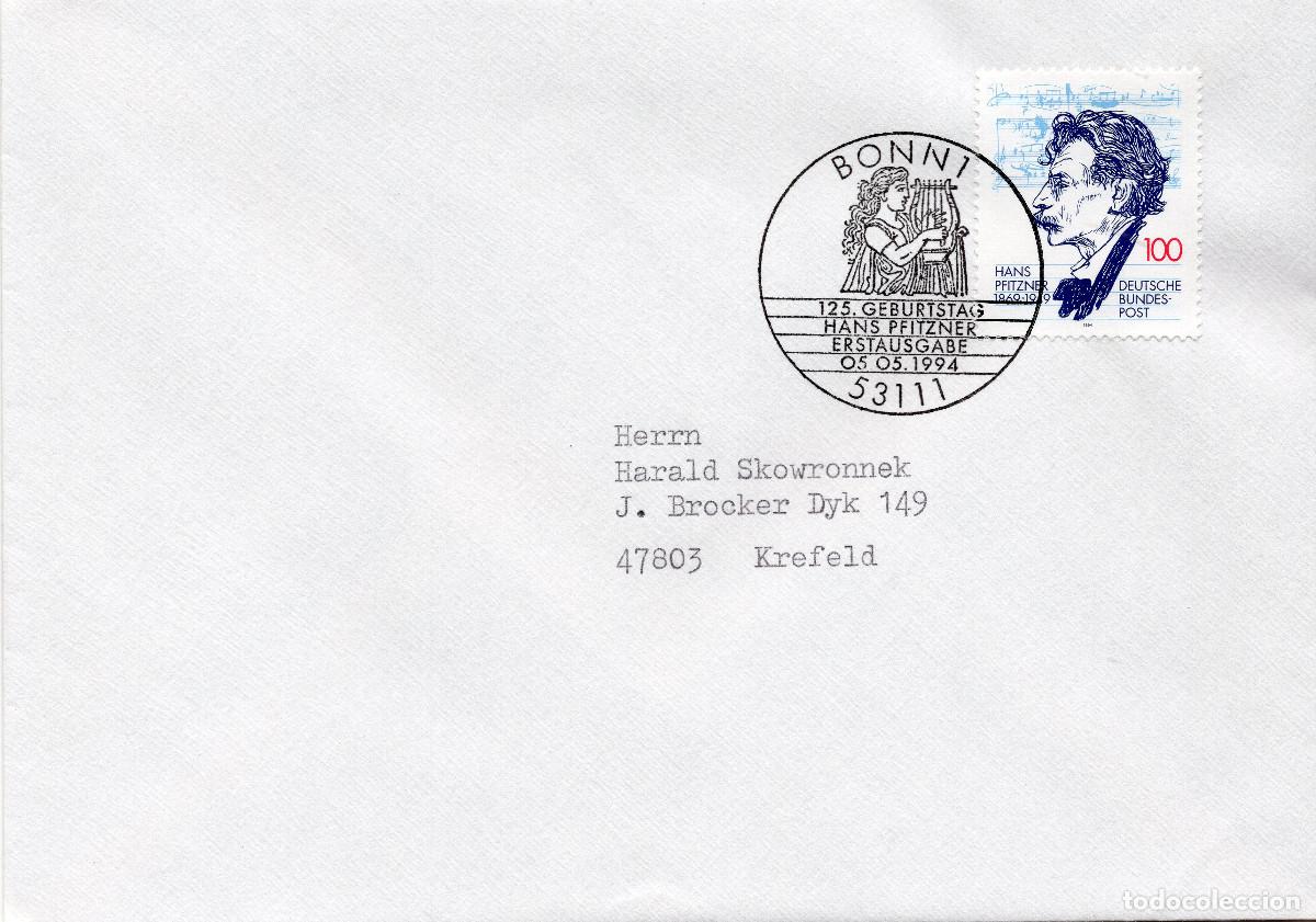 Sellos: ALEMANIA FEDERAL 1994 CARTA FDC MICHEL DE 1736