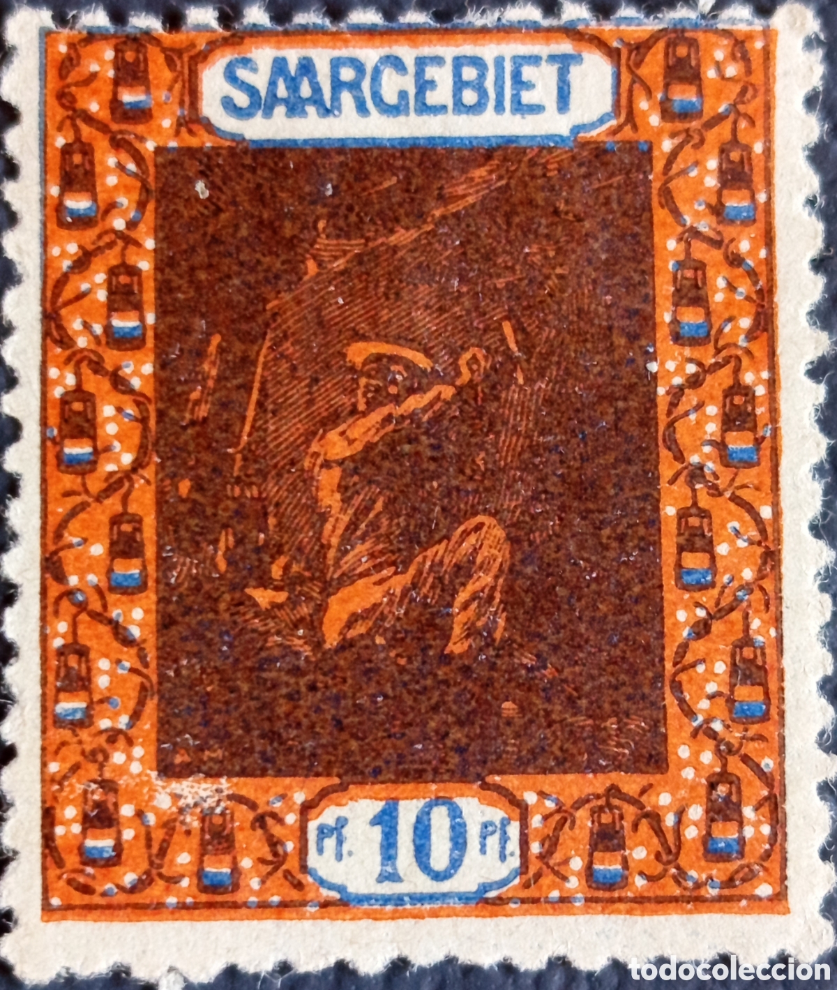 Francobolli: Saargebiet 1921 Minero 10 Pfennig MH Firmado H. Lippsch&uuml;tz Michel 54