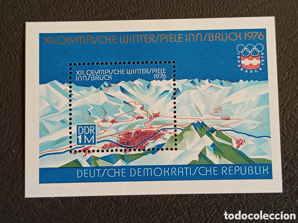 Francobolli: DDR 1976 XII Juegos Ol&iacute;mpicos Invierno Innsbruck Bloque MNH Michel Block 43