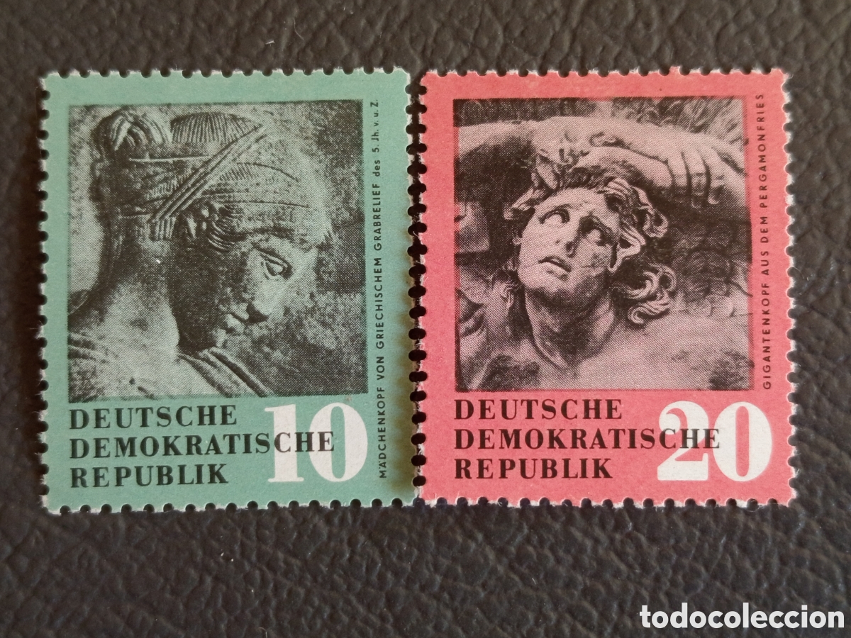 Stamps: DDR 1958 Museo P&eacute;rgamo Escultura Griega 10+20 Pf Serie MH Michel 660-661