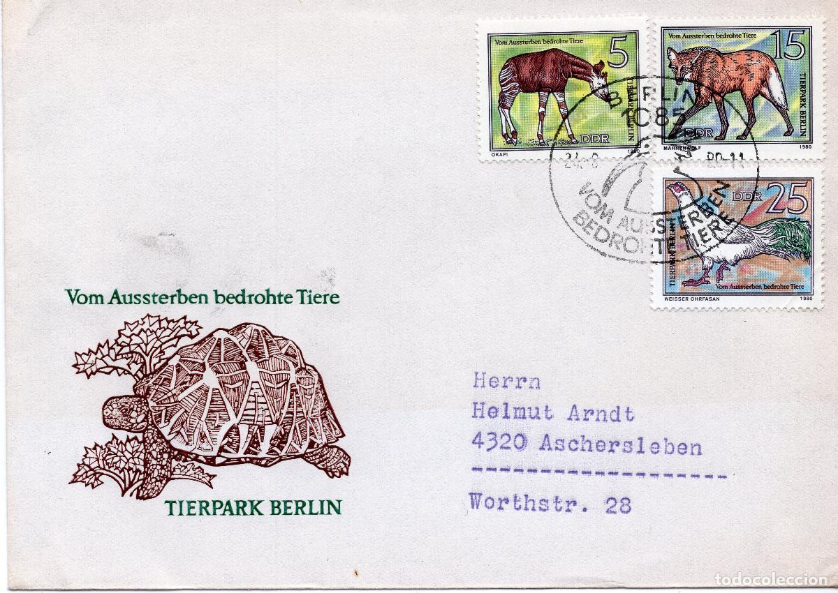 Sellos: ALEMANIA DEMOCRATICA 1980 CARTA FDC MICHEL DD 2522+2524+2526