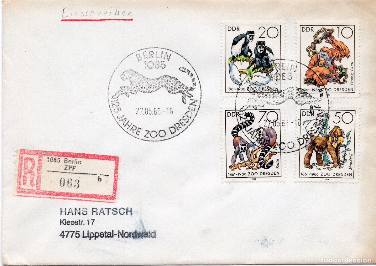 Sellos: ALEMANIA DEMOCRATICA 1986 CARTA FDC MICHEL DD 3019-3022
