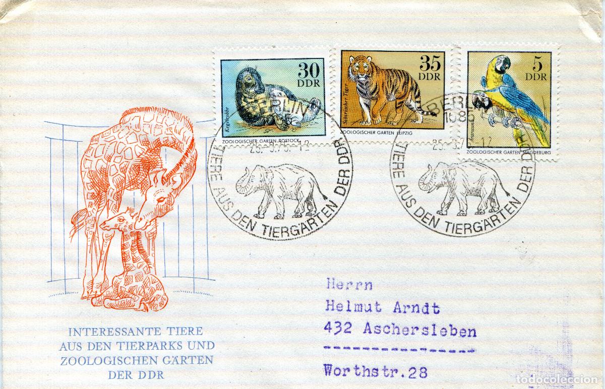 Sellos: ALEMANIA DEMOCRATICA 1975 CARTA FDC MICHEL DD 2030+2035+2036