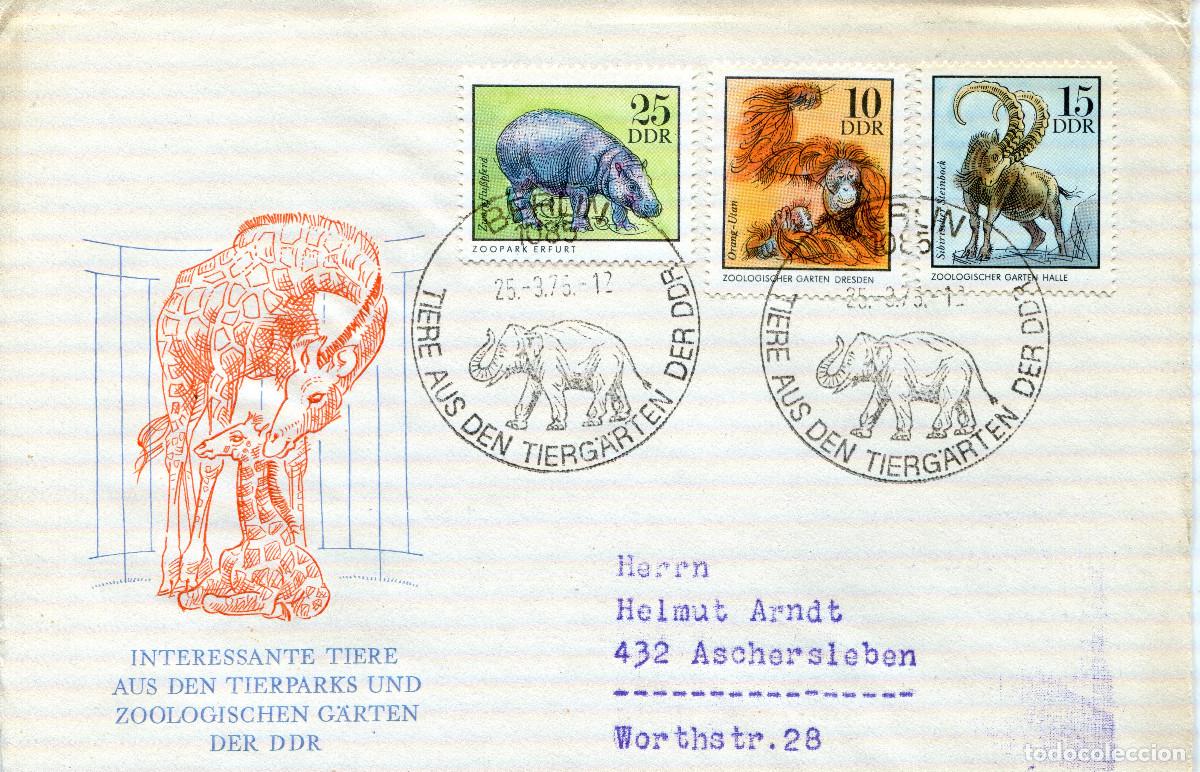 Sellos: ALEMANIA DEMOCRATICA 1975 CARTA FDC MICHEL DD 2031+2032+2034