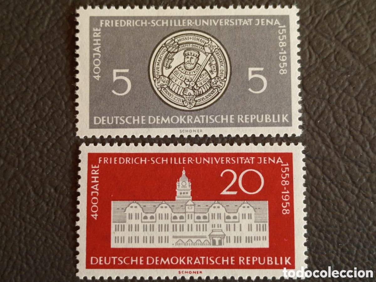 Sellos: DDR 1958 400 A&ntilde;os Universidad Friedrich Schiller Jena 2 Valores MH Michel 648-649