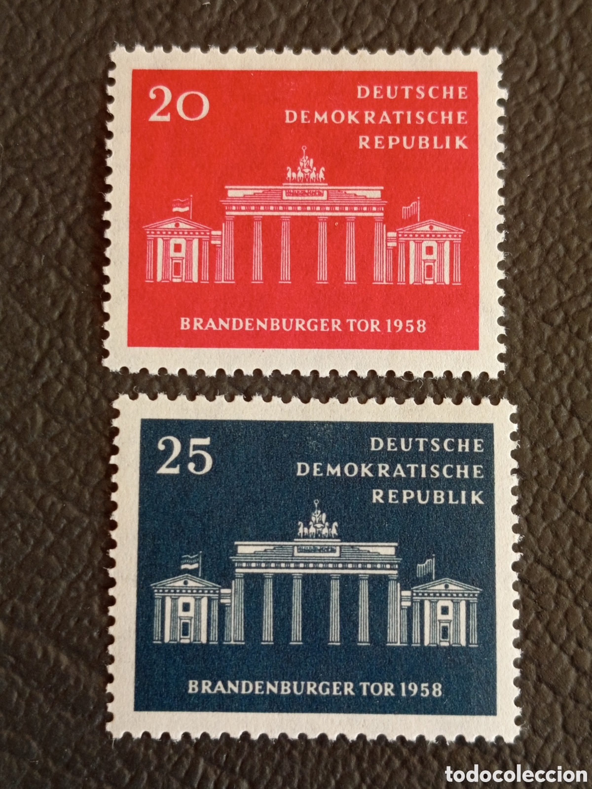Sellos: DDR 1958 Puerta de Brandeburgo Brandenburger Tor 20+25 Pf MH Michel 643-644