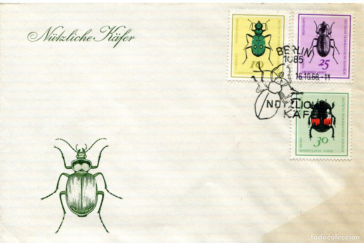 Sellos: ALEMANIA DEMOCRATICA 1968 CARTA FDC MICHEL DD 1411+1414+1415