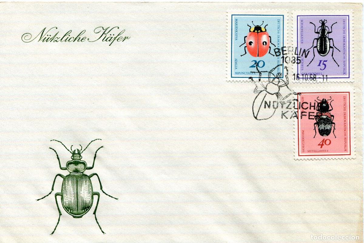 Sellos: ALEMANIA DEMOCRATICA 1968 CARTA FDC MICHEL DD 1412+1413+1416