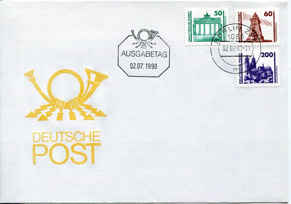 Sellos: ALEMANIA DEMOCRATICA 1990 CARTA FDC MICHEL DD 3346+3347+3351