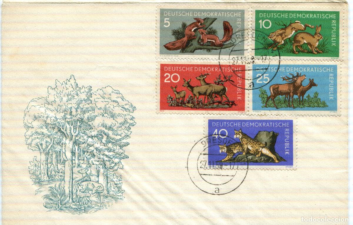 Stamps: ALEMANIA DEMOCRATICA 1959 CARTA FDC MICHEL DD 737-741