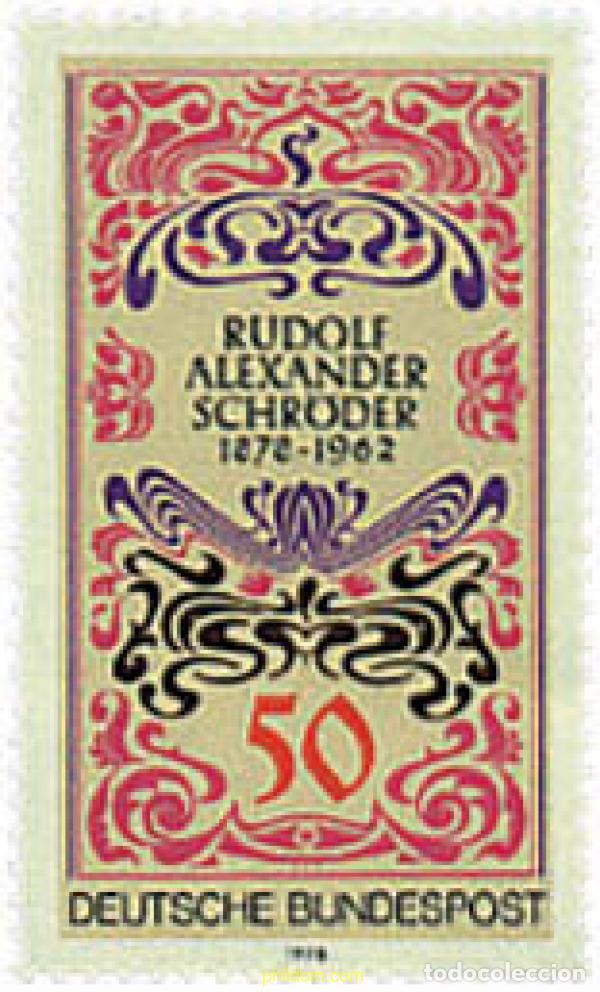 Sellos: 64967 MNH ALEMANIA FEDERAL 1978 CENTENARIO DEL NACIMIENTO DE RUDOLF ALEXANDER SCHR&Ouml;DER