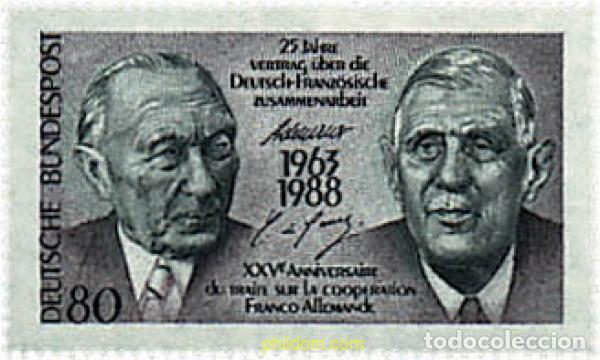 Sellos: 145750 MNH ALEMANIA FEDERAL 1988 25 ANIVERSARIO DEL TRATADO DE COOPERACION FRANCO-ALEMANA