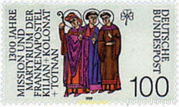 Sellos: 145895 MNH ALEMANIA FEDERAL 1989 1300 ANIVERSARIO DEL MARTIRIO DE LOS APOSTOLES KILIAN, KOLONAT Y T
