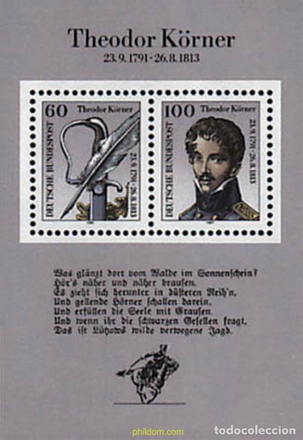 Sellos: 146051 MNH ALEMANIA FEDERAL 1991 BICENTENARIO DEL NACIMIENTO DE THEODOR K&Ouml;RNER
