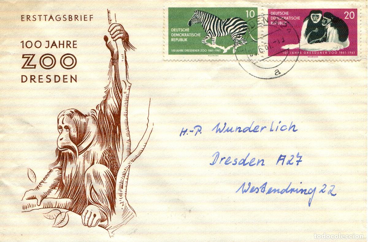 Francobolli: ALEMANIA DEMOCRATICA 1961 CARTA FDC MICHEL DD 825-826