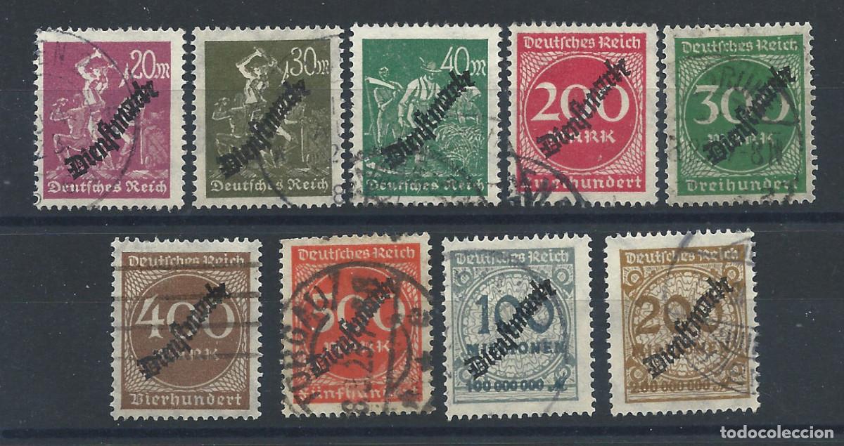 Sellos: Allemagne Empire Service N&deg;48/56 Obl (FU) 1923 - Timbre 1921-23 surcharg&eacute;s