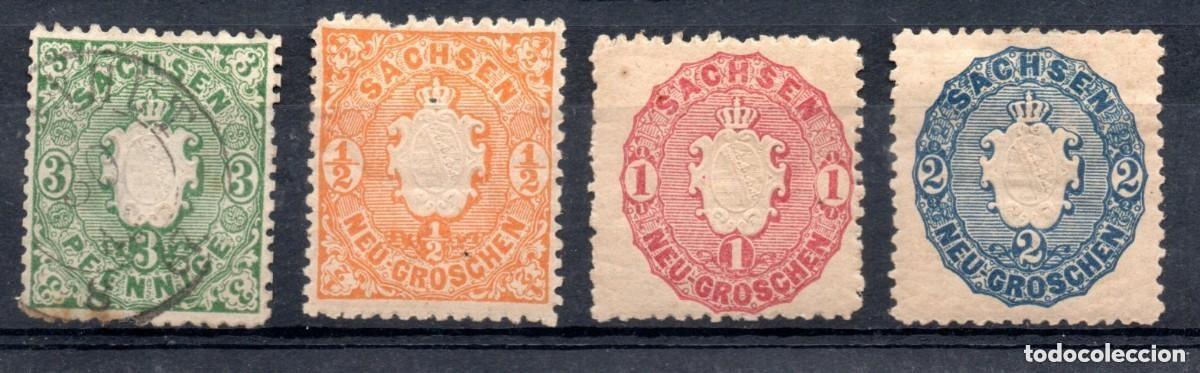 Sellos: ALEMANIA. SACHSEN. 1863 MI 14,15,16,17