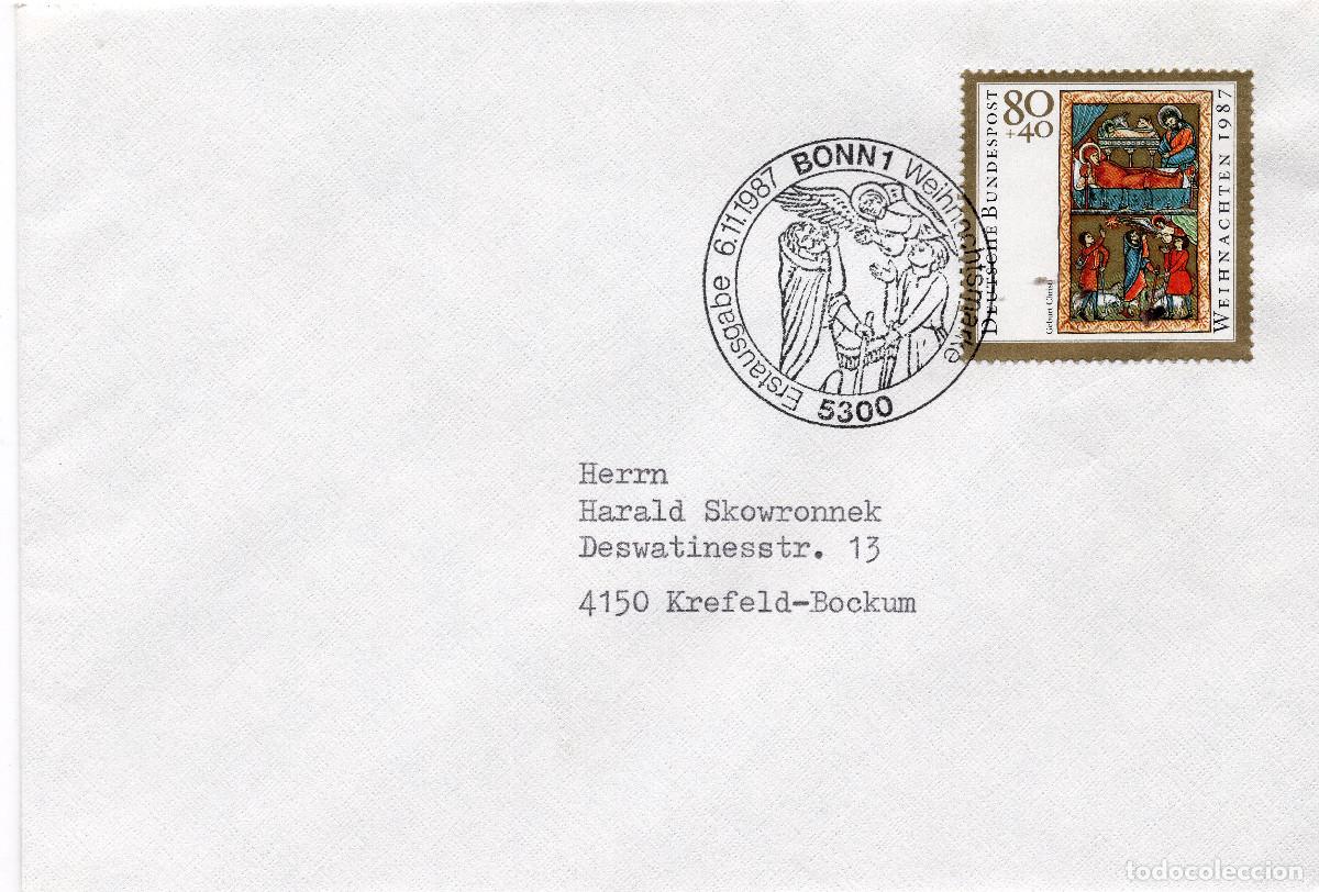 Sellos: ALEMANIA FEDERAL 1987 CARTA FDC MICHEL DE 1346