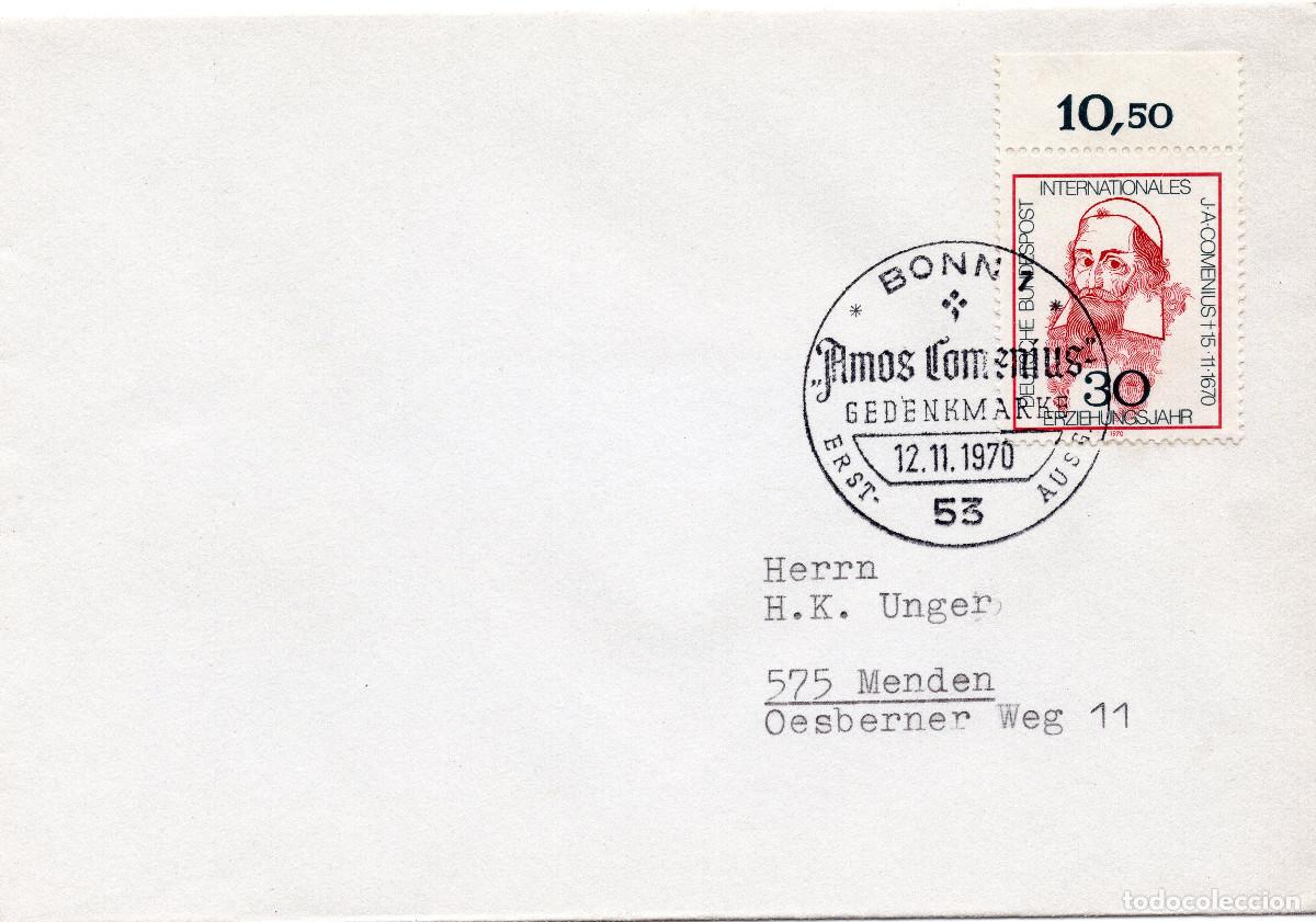 Sellos: ALEMANIA FEDERAL 1970 CARTA FDC MICHEL DE 656