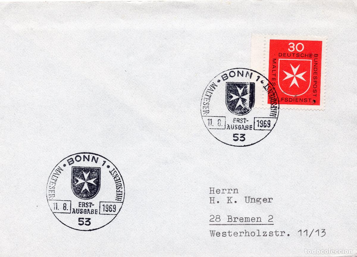 Sellos: ALEMANIA FEDERAL 1969 CARTA FDC MICHEL DE 600