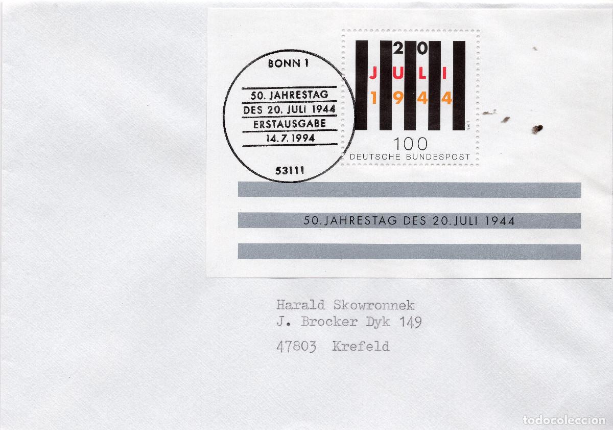 Sellos: ALEMANIA FEDERAL 1994 CARTA FDC MICHEL DE BL29