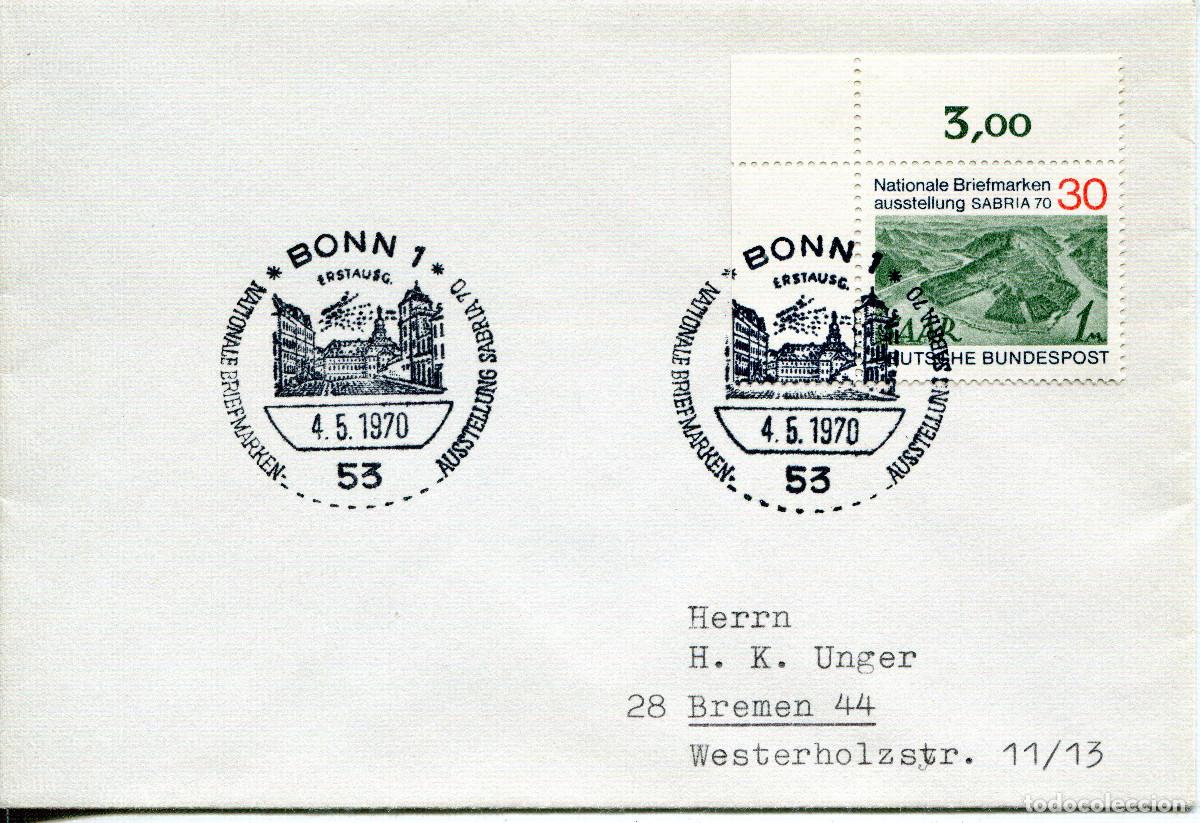 Sellos: ALEMANIA FEDERAL 1970 CARTA FDC MICHEL DE 619