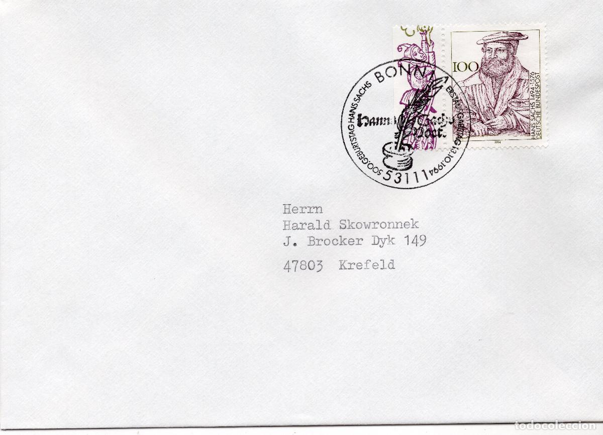 Sellos: ALEMANIA FEDERAL 1994 CARTA FDC MICHEL DE 1763