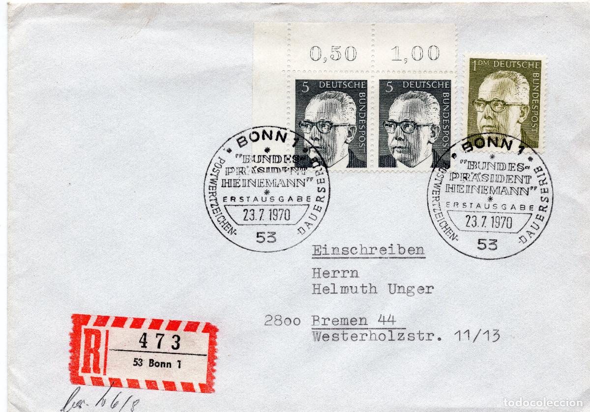 Sellos: ALEMANIA FEDERAL 1970 CARTA FDC MICHEL DE 635-644
