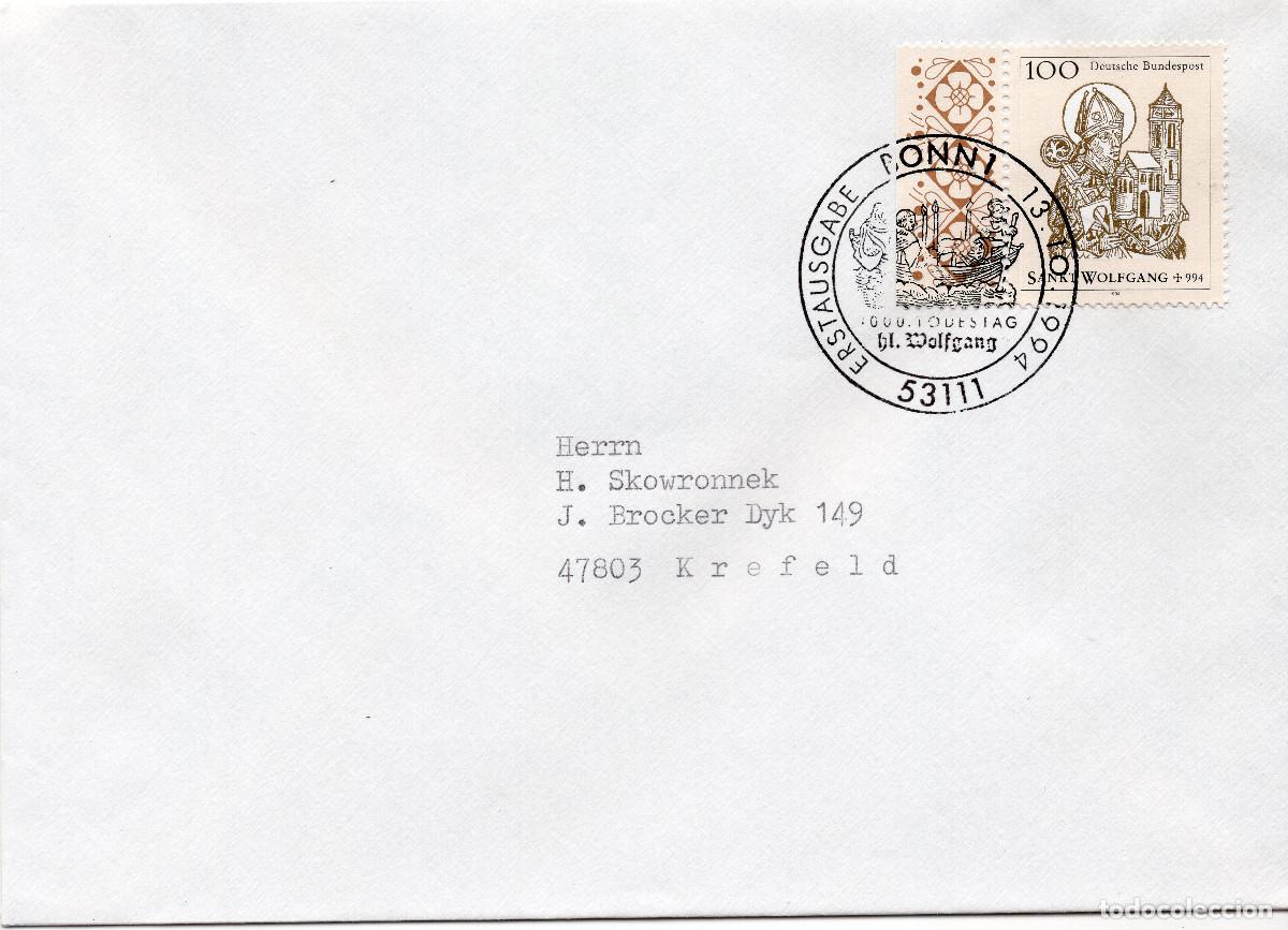 Sellos: ALEMANIA FEDERAL 1994 CARTA FDC MICHEL DE 1762