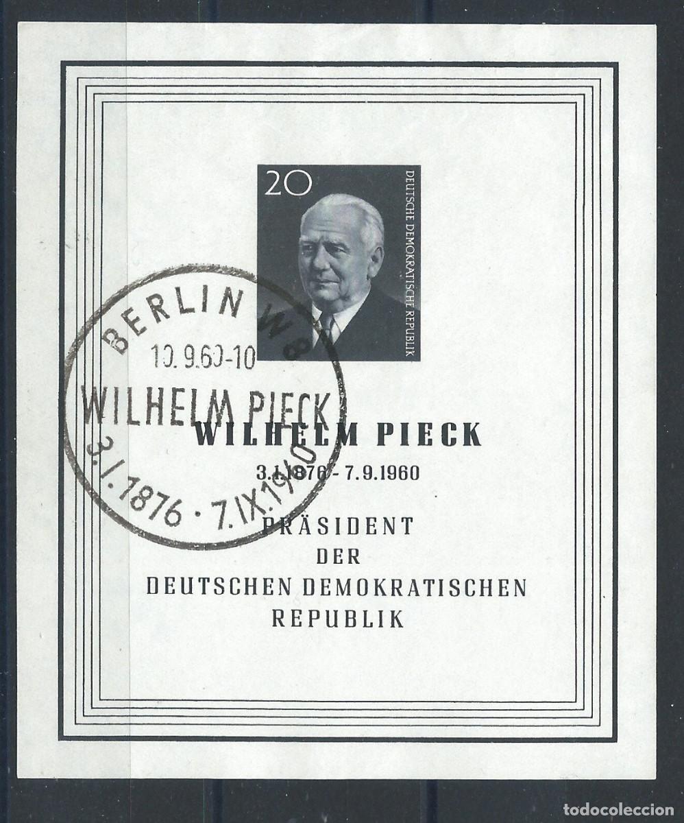 Sellos: Allemagne RDA Bloc N&deg;10 Obl (FU) 1960 - Oblit&eacute;ration FDC 10/09/1960 - Pr&eacute;sident Wilhelm Pieck