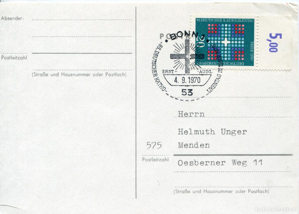 Sellos: ALEMANIA FEDERAL 1970 CARTA FDC MICHEL DE 648
