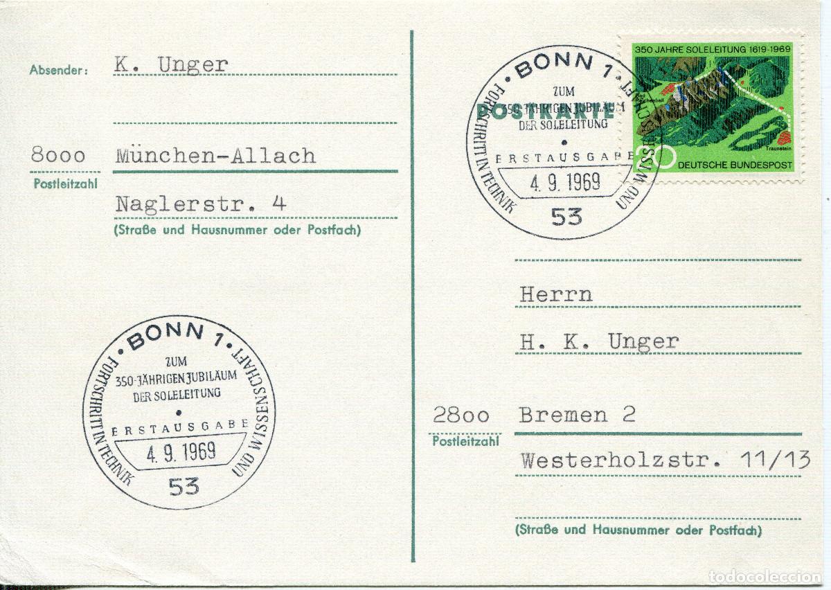 Sellos: ALEMANIA FEDERAL 1969 CARTA FDC MICHEL DE 602