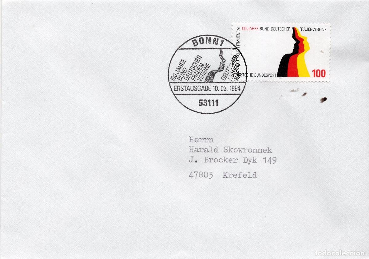 Sellos: ALEMANIA FEDERAL 1994 CARTA FDC MICHEL DE 1723